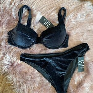 Vetchy Black Velvet Bikini Set